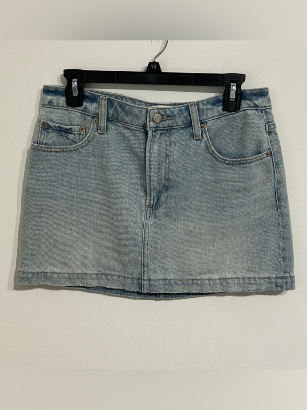 PISTOLA  Daisy Denim Mini Skirt in Nimes Light Wash Size 27 Subtle Distressing